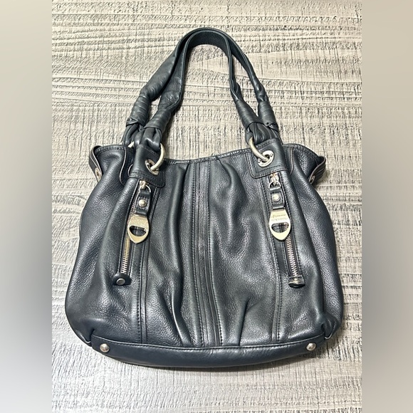 b. makowsky Handbags - B. Makowsky Black Leather Shoulder Bag with Silver Accents
